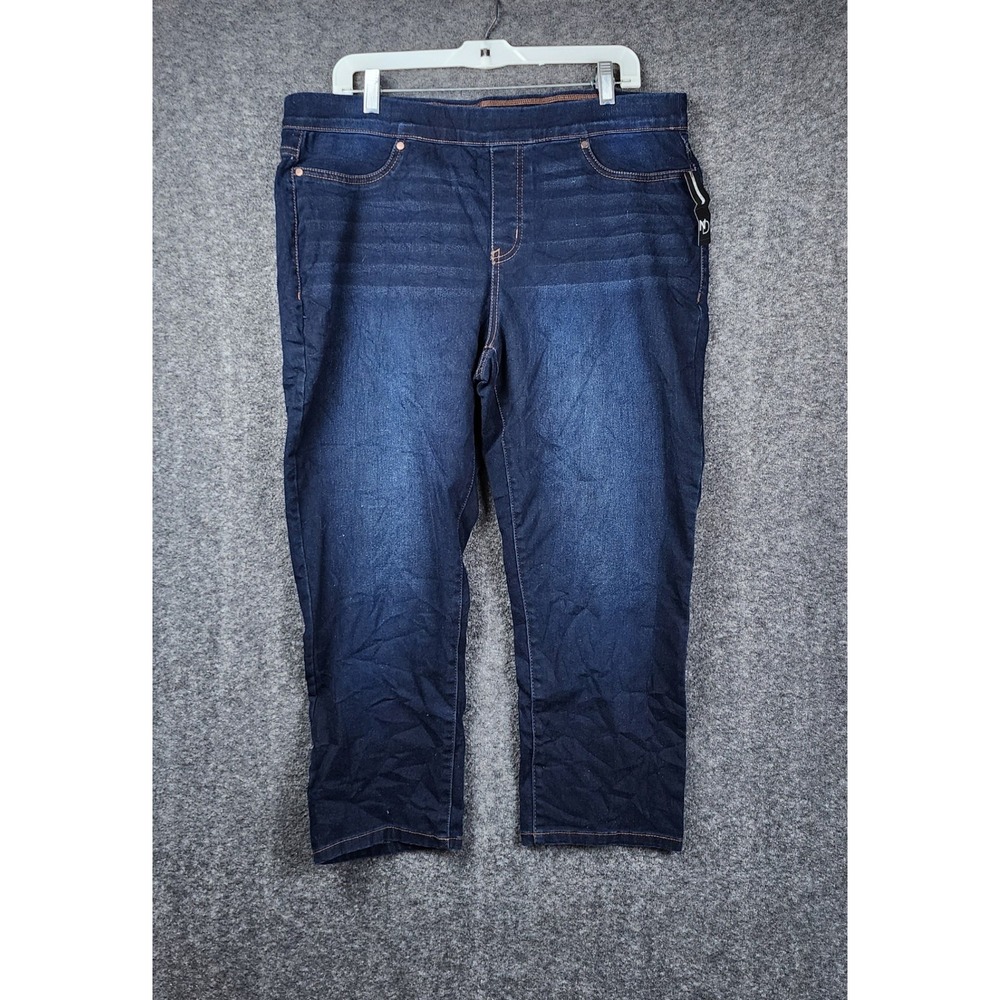 New Directions Pull-onโ Skinny Jeans Women 16R Dark Wash Stretch Denim Cropped
